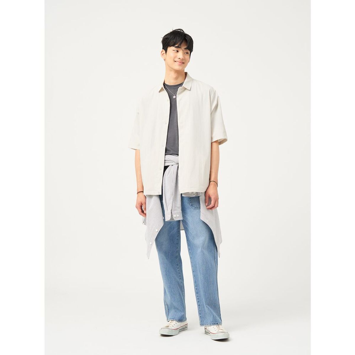빈폴 멘(BEANPOLE MEN) 젠틀테크 솔리드 반소매 셔츠  아이보리