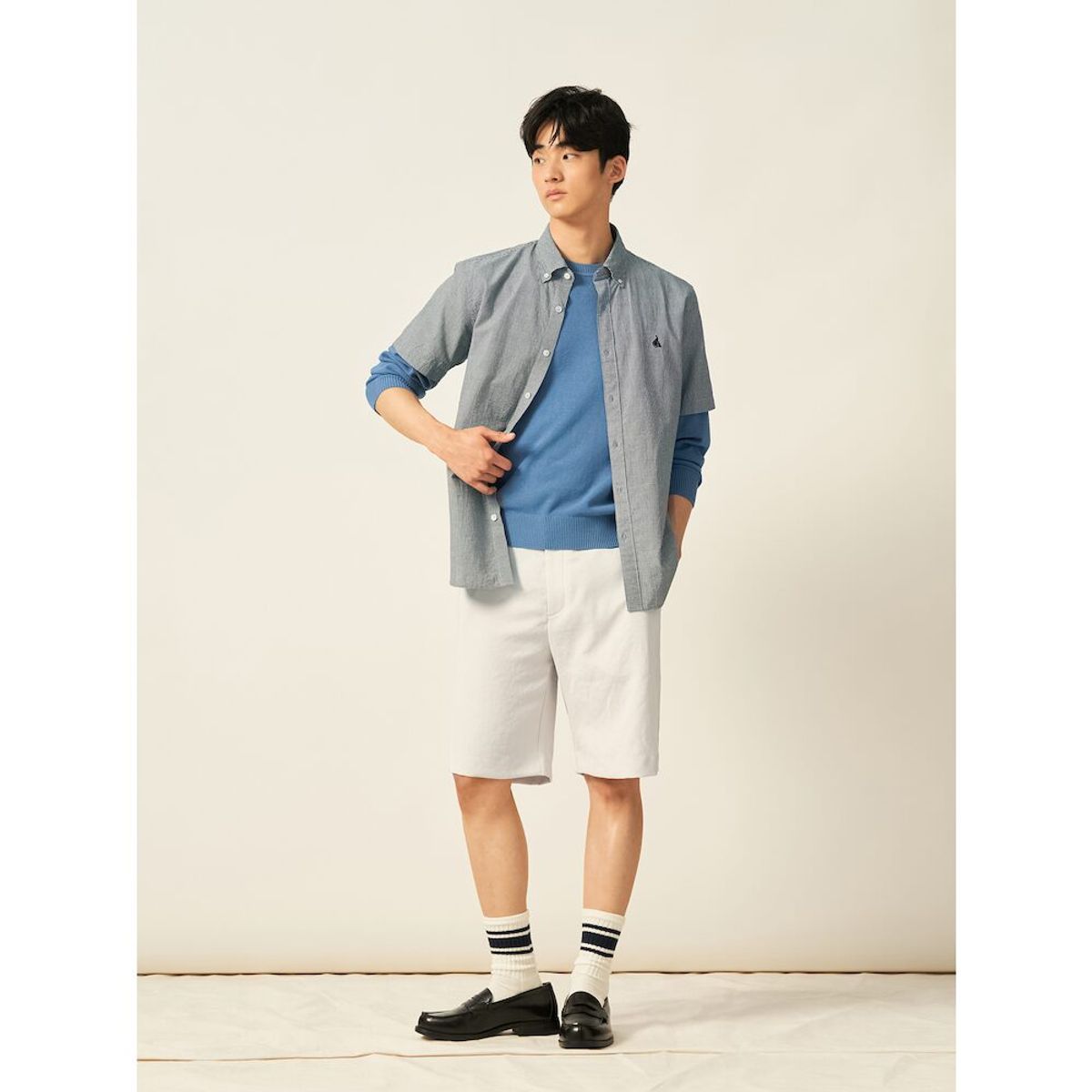 빈폴 멘(BEANPOLE MEN) 젠틀테크 옥스포드 하프 팬츠 - 아이보리