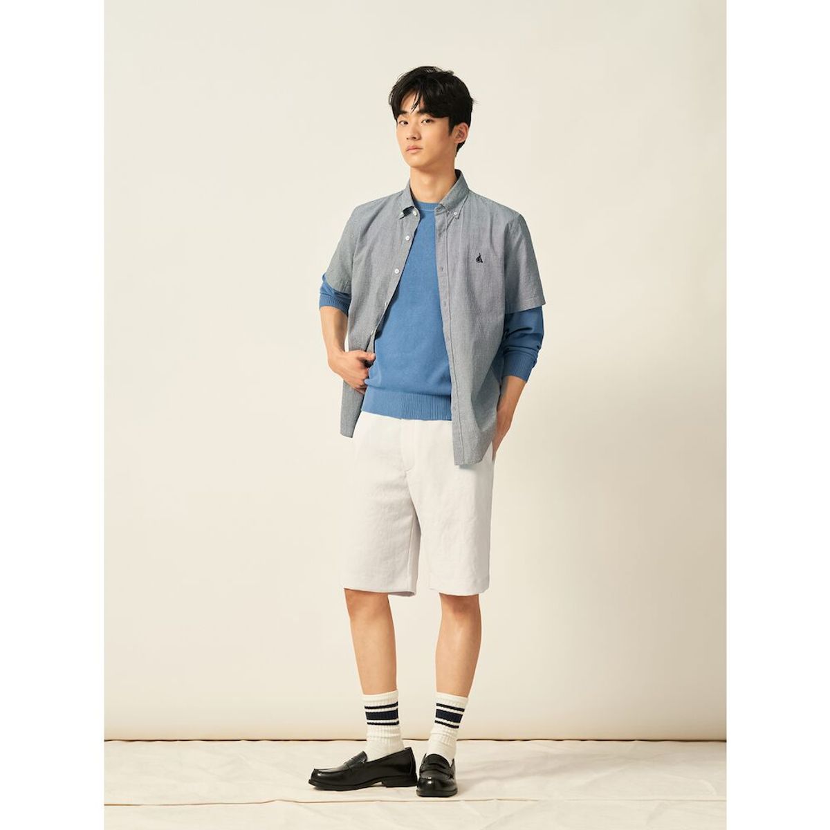 빈폴 멘(BEANPOLE MEN) 젠틀테크 옥스포드 하프 팬츠 - 아이보리
