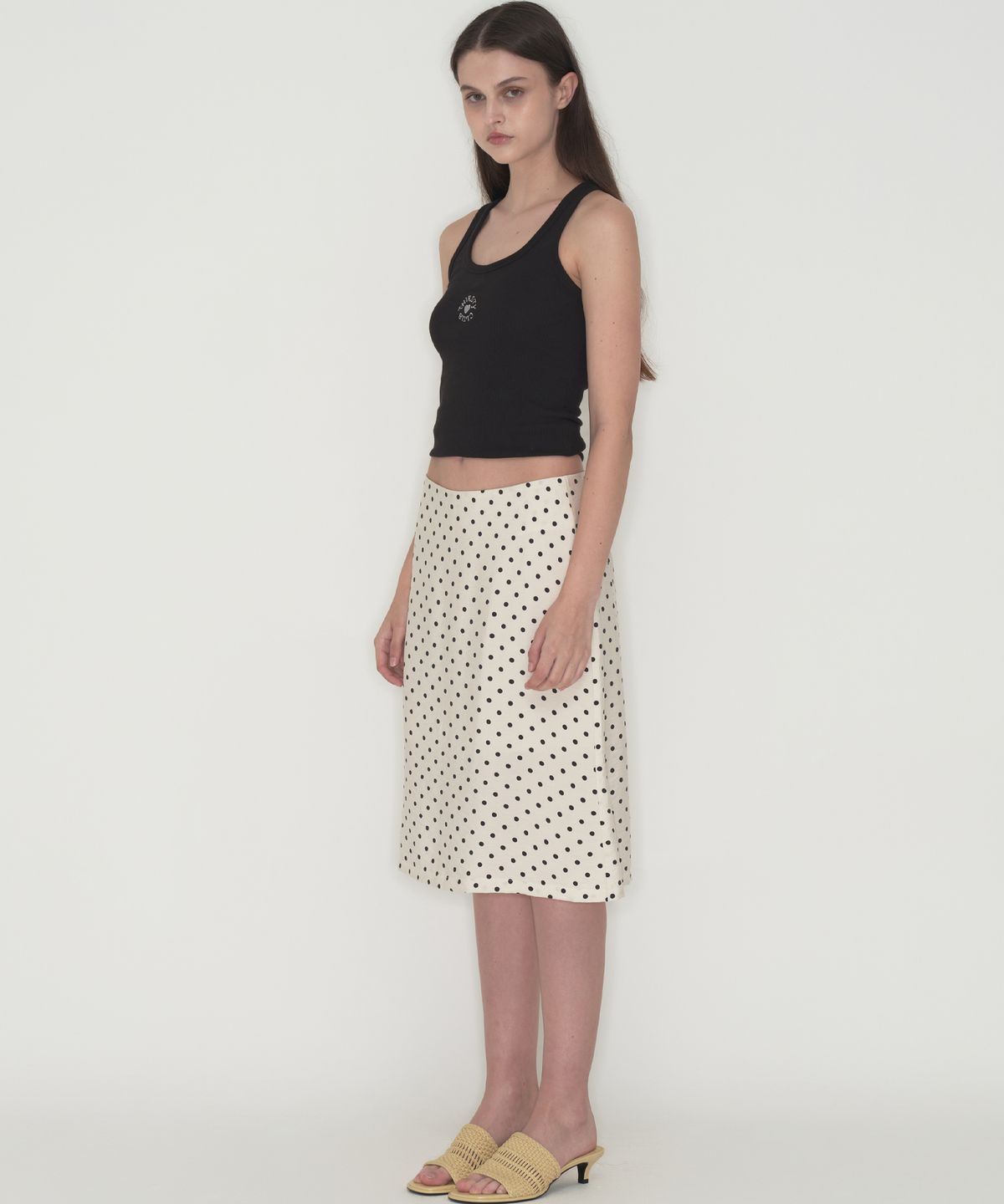 떨스티클럽(THIRSTYCLUB) White polka dot skirt