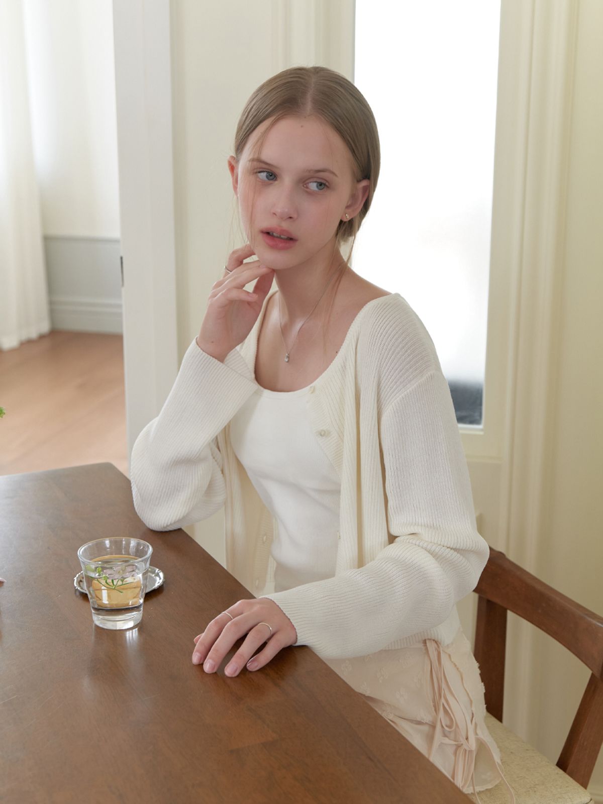리엘(RE L) Snoozy round cardigan (ivory)