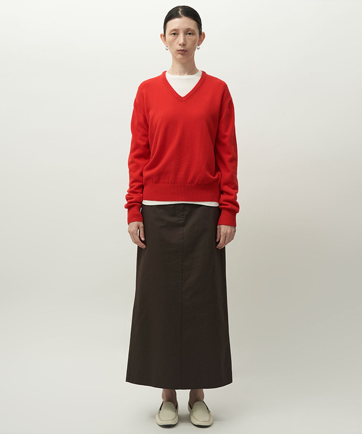 러프사이드 화이트라벨(ROUGH SIDE WHITE LABEL) Noble V Neck Knit Raspberry Red