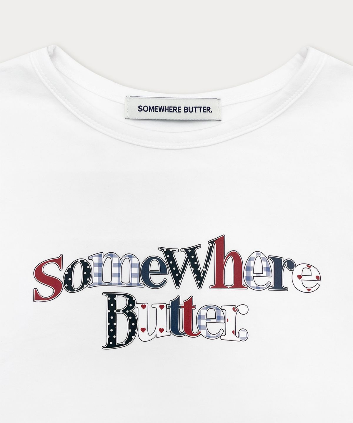 썸웨어버터(SOMEWHEREBUTTER) Kitsch Wave Logo Top - Ivory