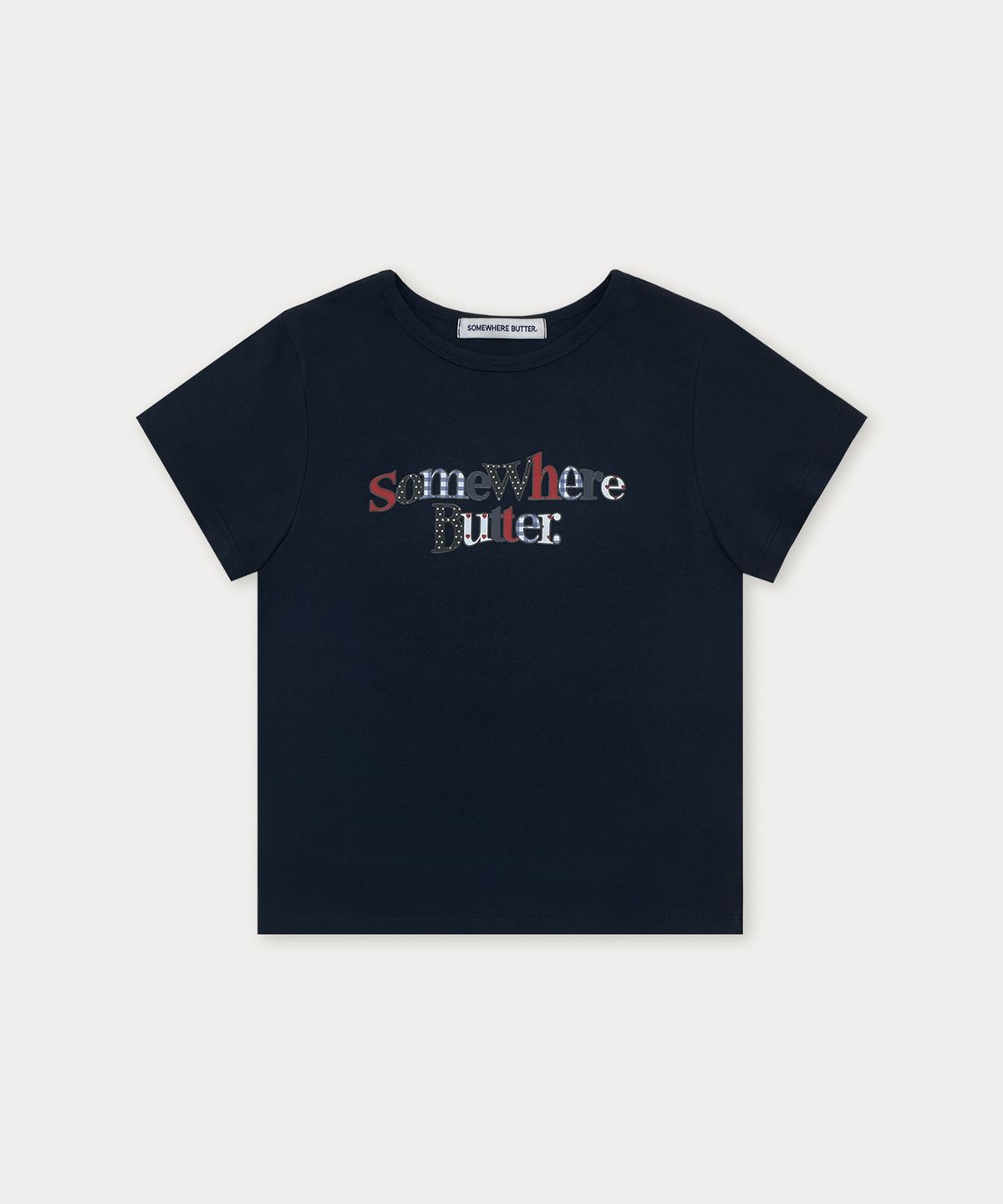 썸웨어버터(SOMEWHEREBUTTER) Kitsch Wave Logo Top - Navy
