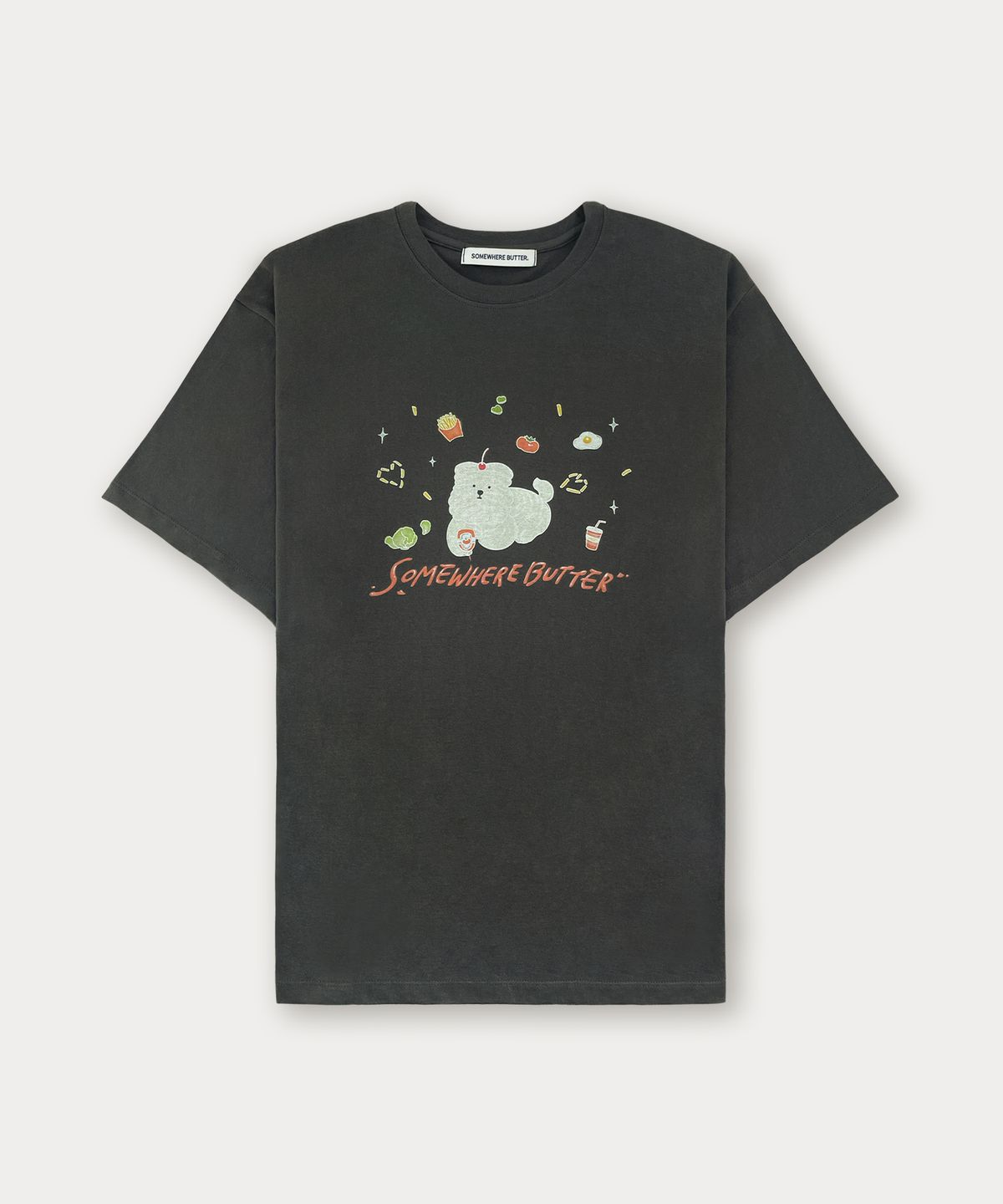 썸웨어버터(SOMEWHEREBUTTER) Ketchup Butteree Over-Fit Top - Charcoal