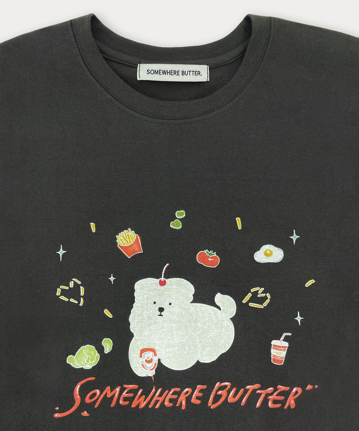 썸웨어버터(SOMEWHEREBUTTER) Ketchup Butteree Over-Fit Top - Charcoal