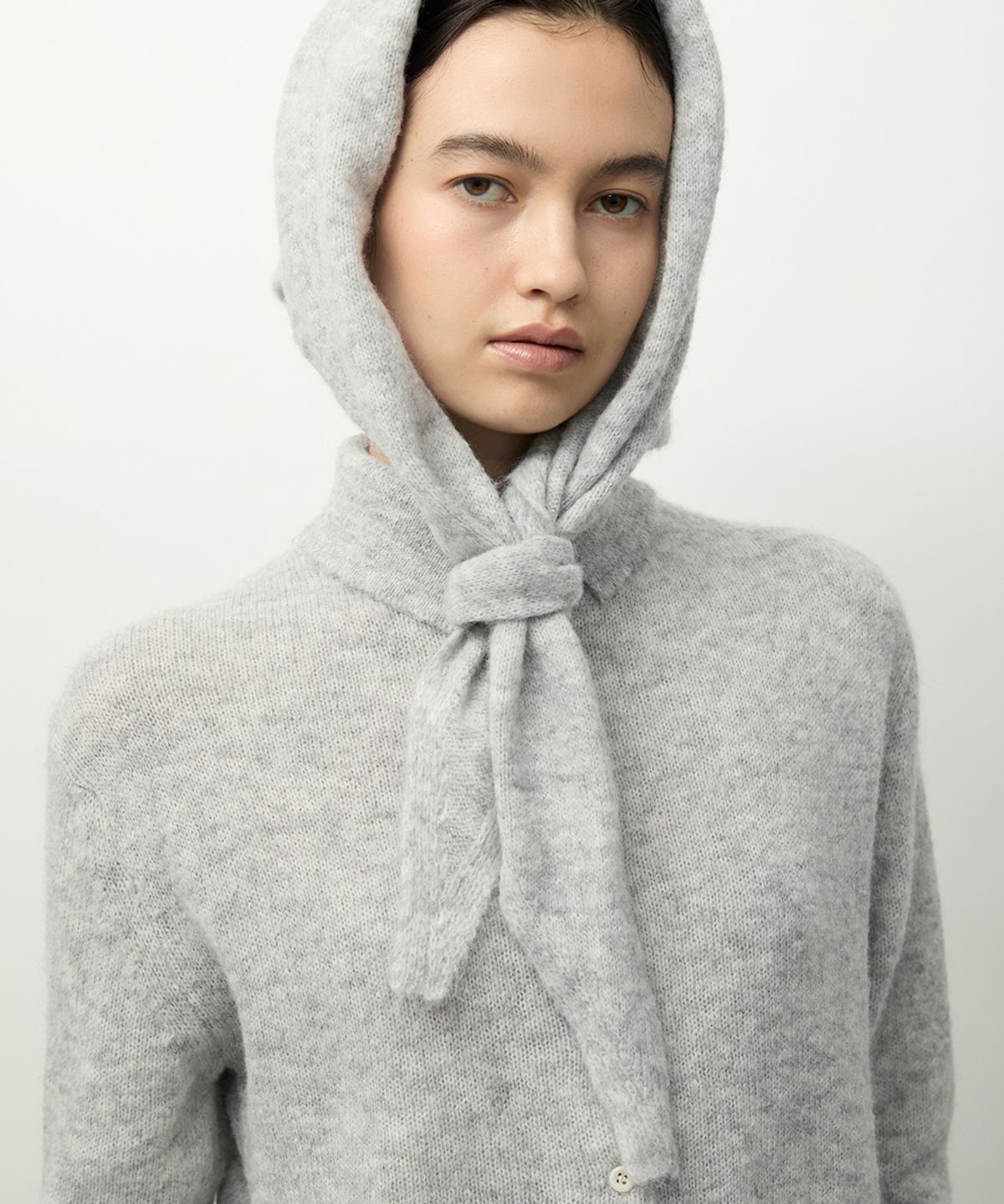 러프사이드 화이트라벨(ROUGH SIDE WHITE LABEL) Highneck Collar Cardigan M.Grey