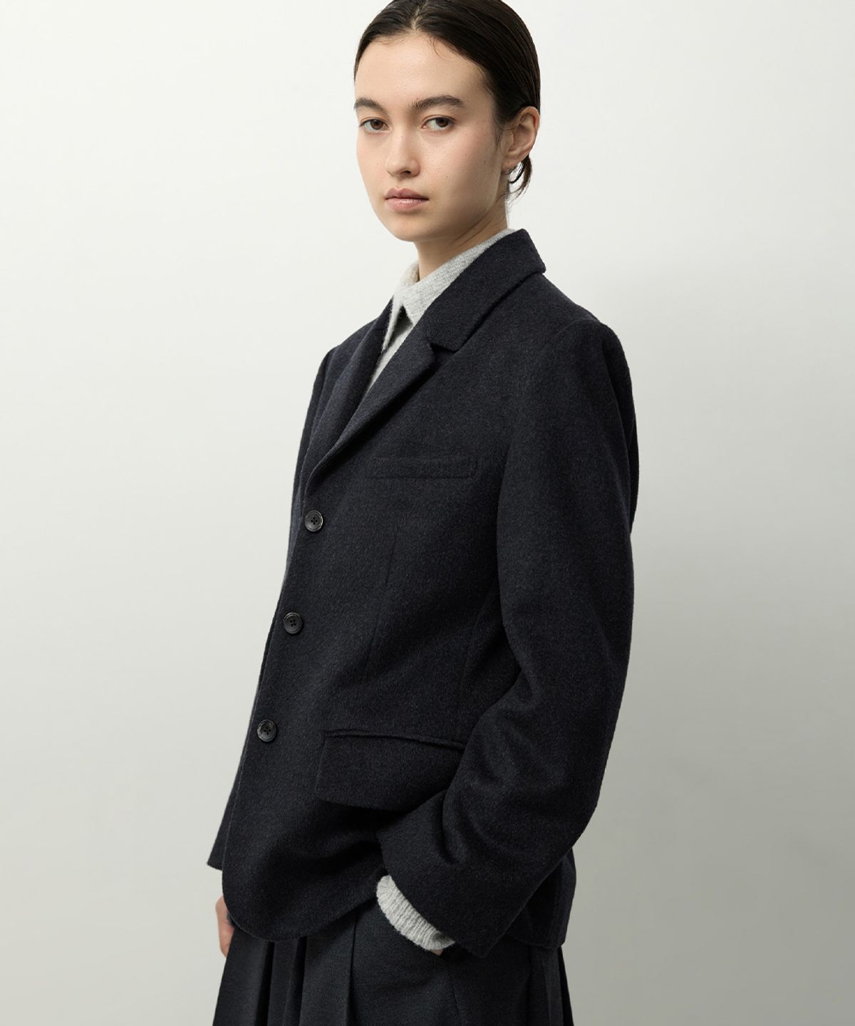 러프사이드 화이트라벨(ROUGH SIDE WHITE LABEL) Wool Classy Jacket Charcoal