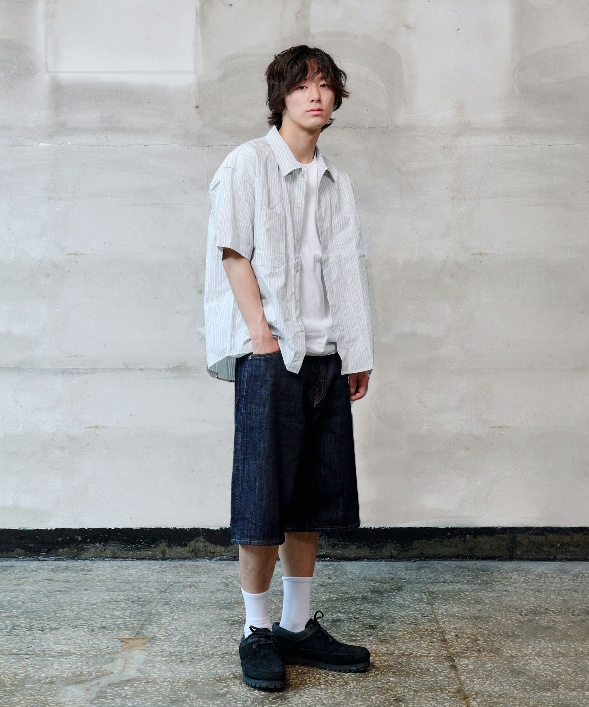 덴메이드(DENMADE) DEN0891 Mid-Indigo Selvedge Bermuda Pants