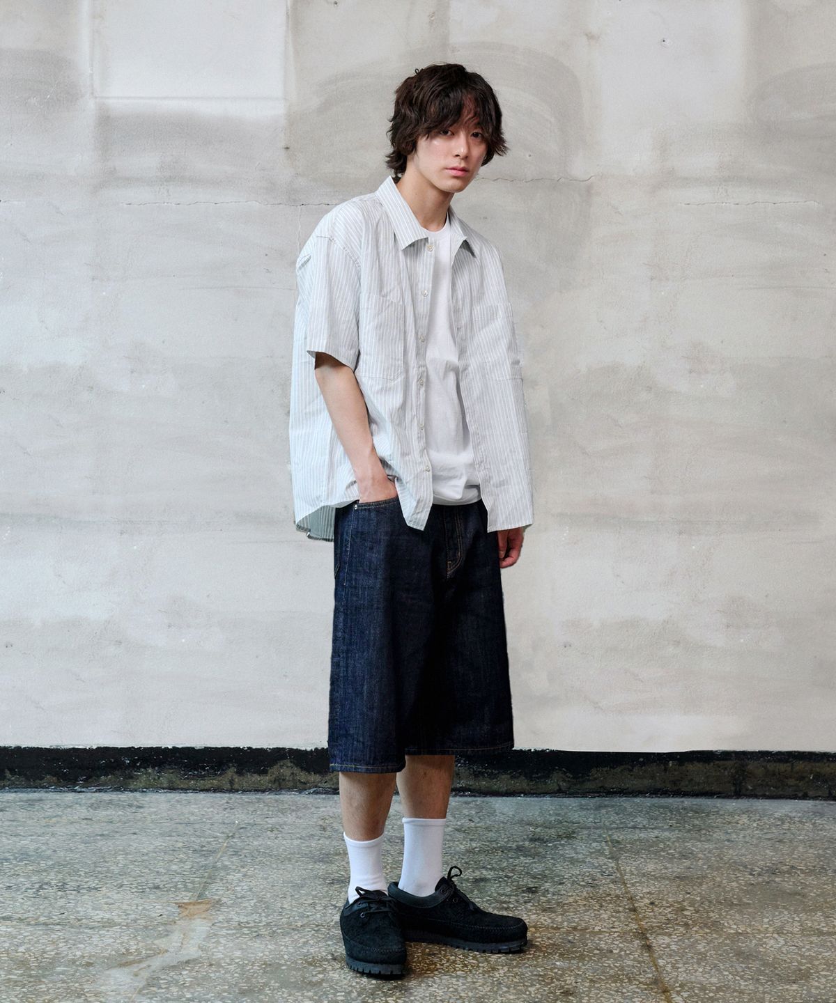 덴메이드(DENMADE) DEN0891 Mid-Indigo Selvedge Bermuda Pants