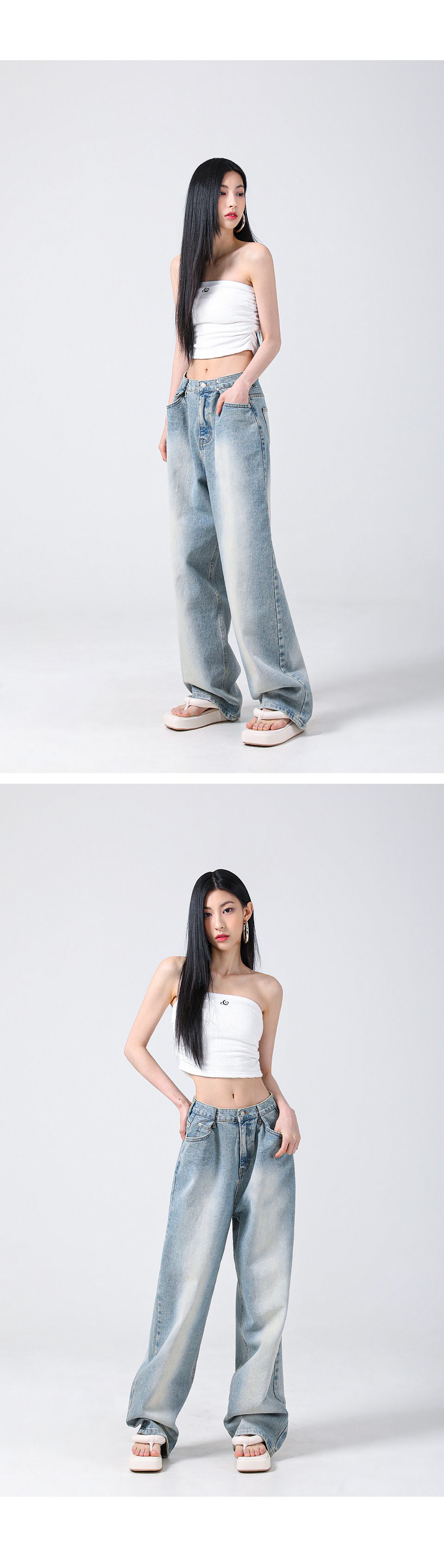 MUSINSA | AVANDRESS BUCKLE WIDE DENIM PANTS WASHING LIGHT BLUE