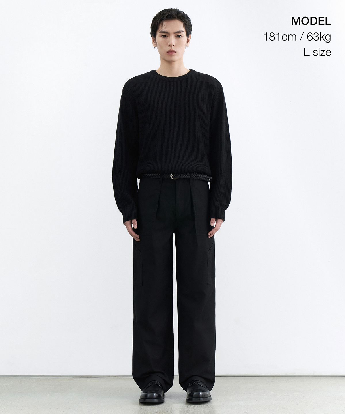 무신사 스탠다드(MUSINSA STANDARD) 리브드 코만도 니트 [블랙]