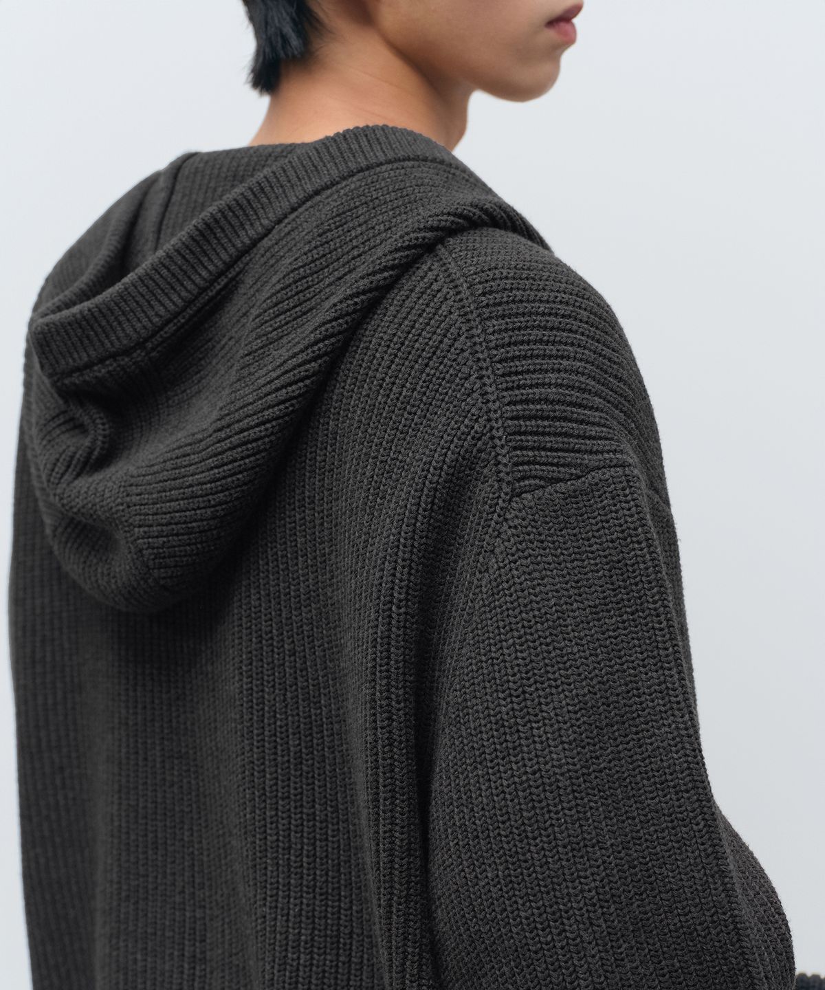 무신사 스탠다드(MUSINSA STANDARD) 리브드 니트 후디드 가디건 [미디엄 그레이]
