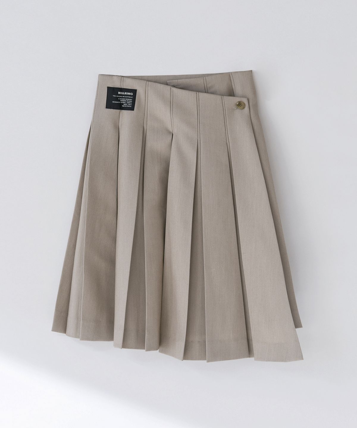 닐링(NILLRING) S05.00 Unbalanced Wrap Pleated mid skirt