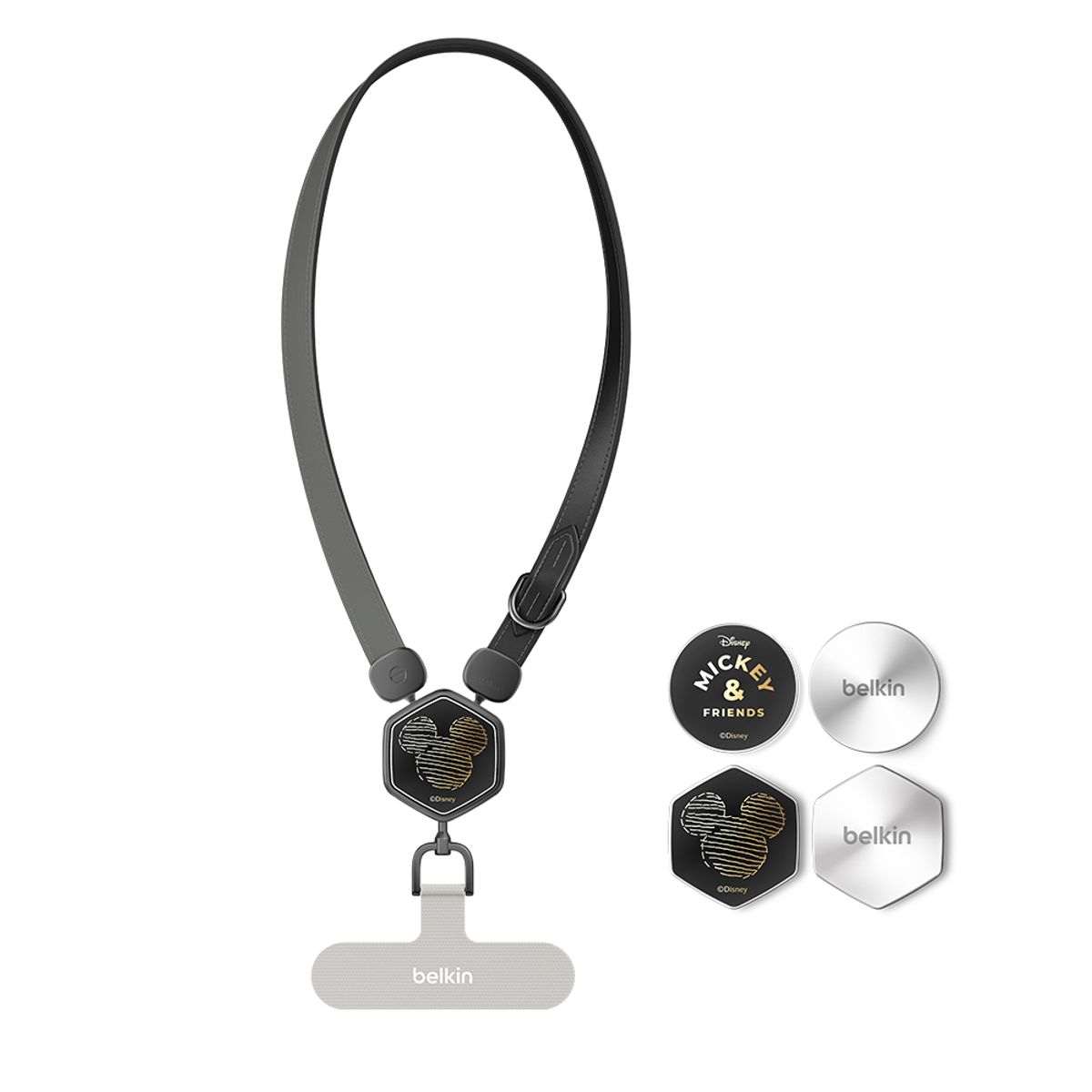 벨킨(BELKIN) 디즈니 미키와 친구들 2in1 크로스바디 프리미엄 양면 가죽 스트랩 MSZ003BK