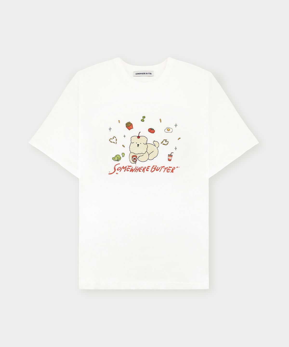 썸웨어버터(SOMEWHEREBUTTER) Ketchup Butteree Over-Fit Top - Ivory