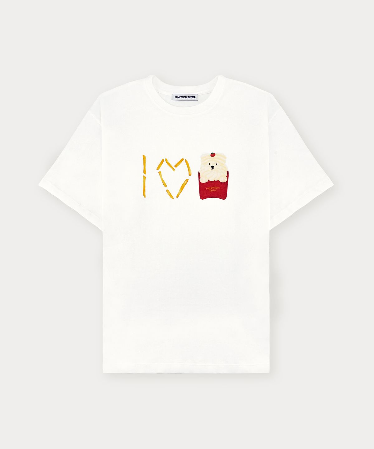 썸웨어버터(SOMEWHEREBUTTER) I Love Butteree Over-fit Top - Ivory