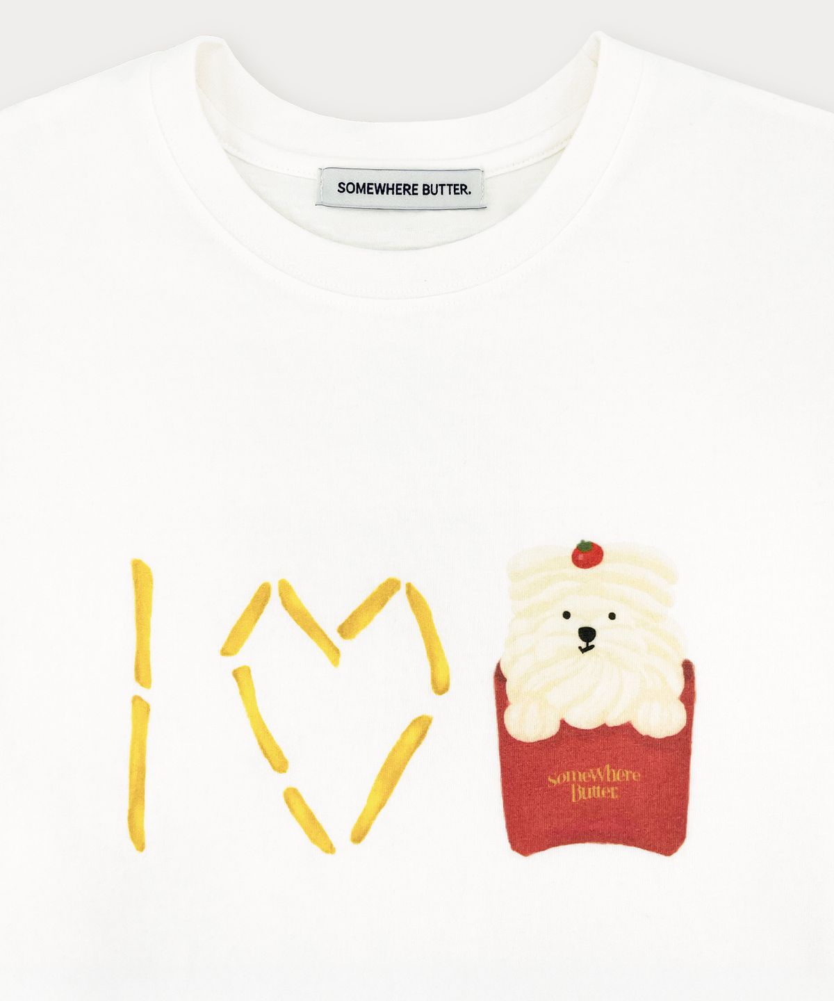 썸웨어버터(SOMEWHEREBUTTER) I Love Butteree Over-fit Top - Ivory