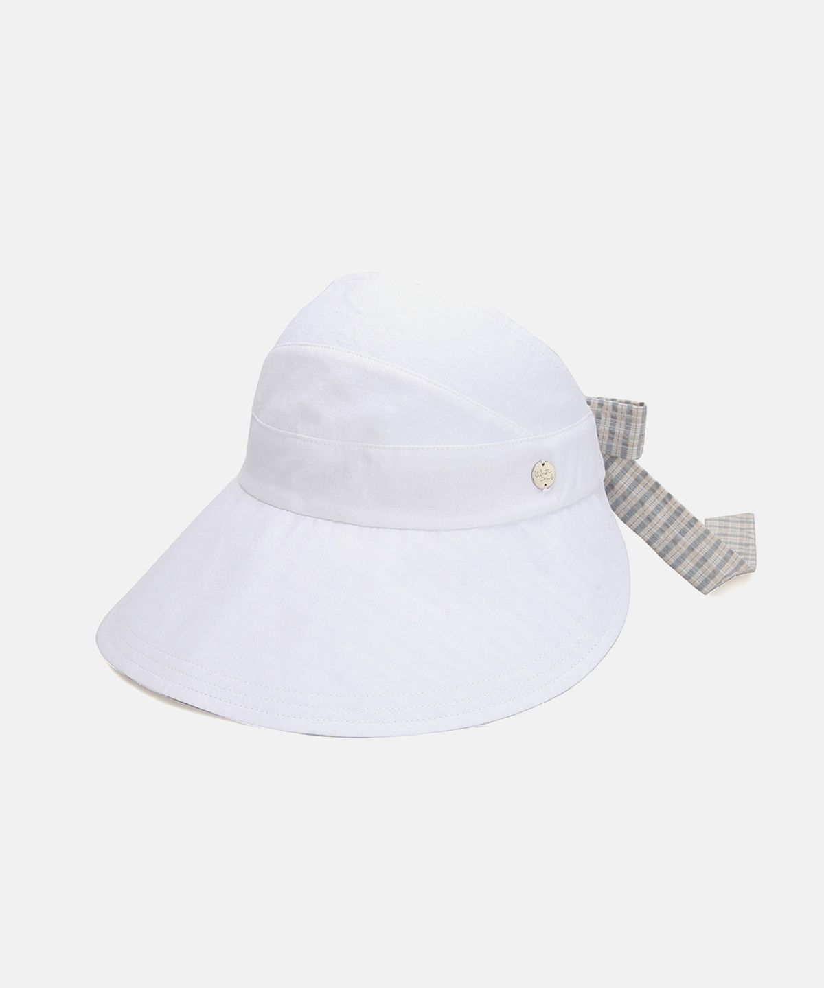 화이트샌즈(WHITE SANDS) 체크 탈부착 리본 와이드챙 썬캡 로스던 (4 colors)