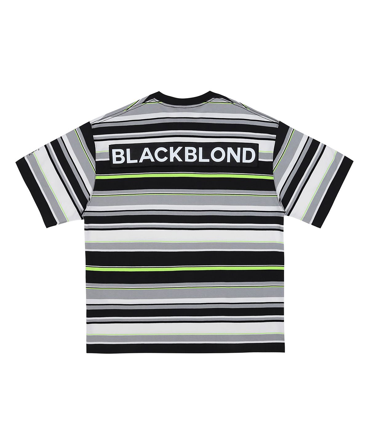 블랙블론드(BLACKBLOND) 비비디 멀티 스트라이프 패치 로고 반팔티 (블랙)