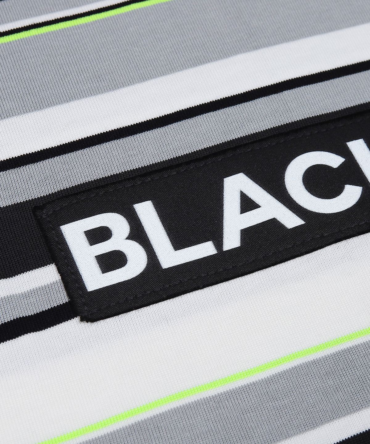 블랙블론드(BLACKBLOND) 비비디 멀티 스트라이프 패치 로고 반팔티 (블랙)