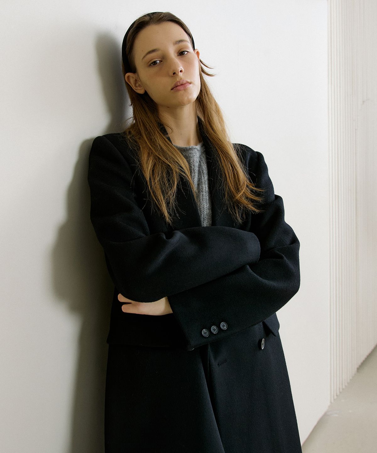 오떼뜨(OCTETTE) CASHMERE DOUBLE STAND LONG COAT_BLACK