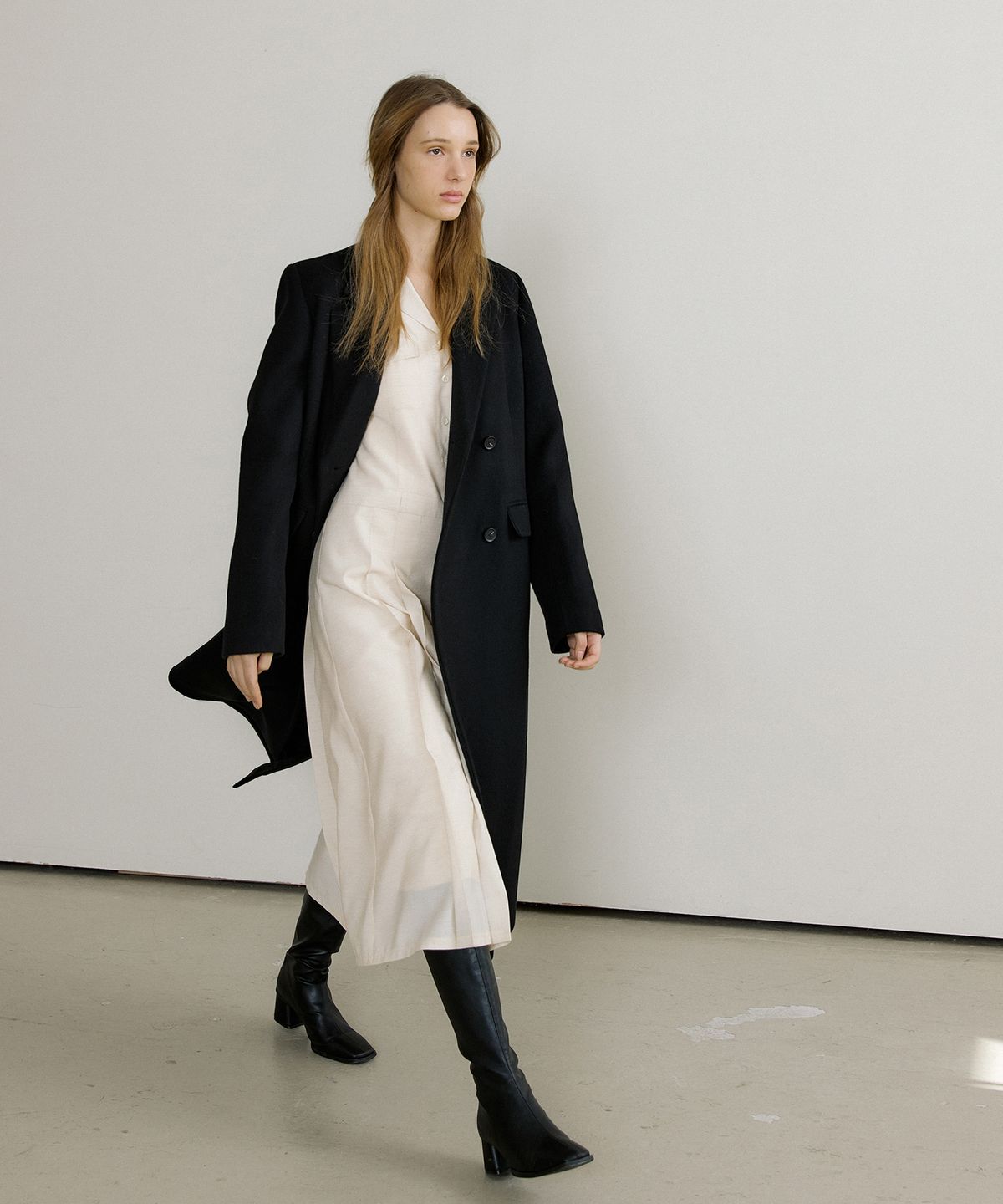 오떼뜨(OCTETTE) CASHMERE DOUBLE STAND LONG COAT_BLACK
