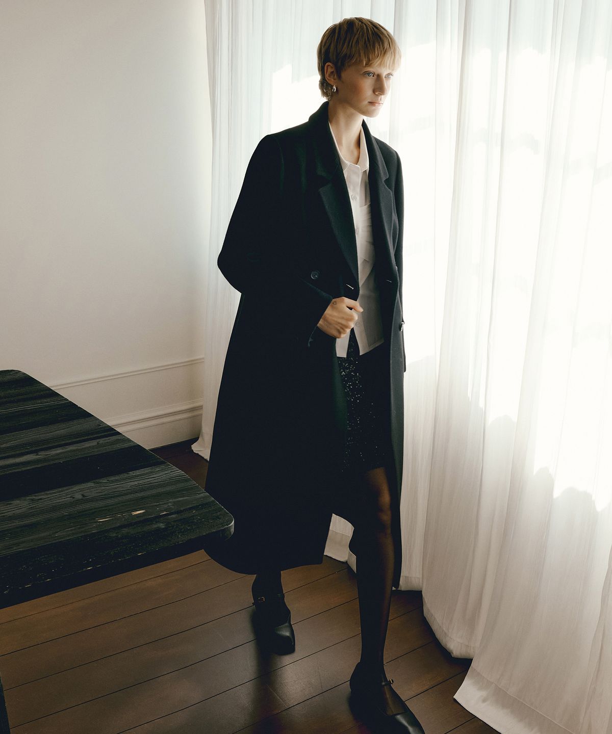오떼뜨(OCTETTE) CASHMERE DOUBLE STAND LONG COAT_BLACK