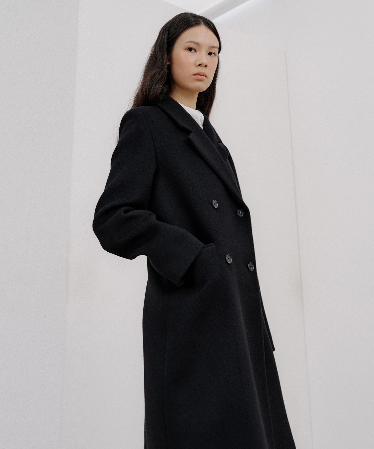 오떼뜨(OCTETTE) CASHMERE DOUBLE STAND LONG COAT_BLACK