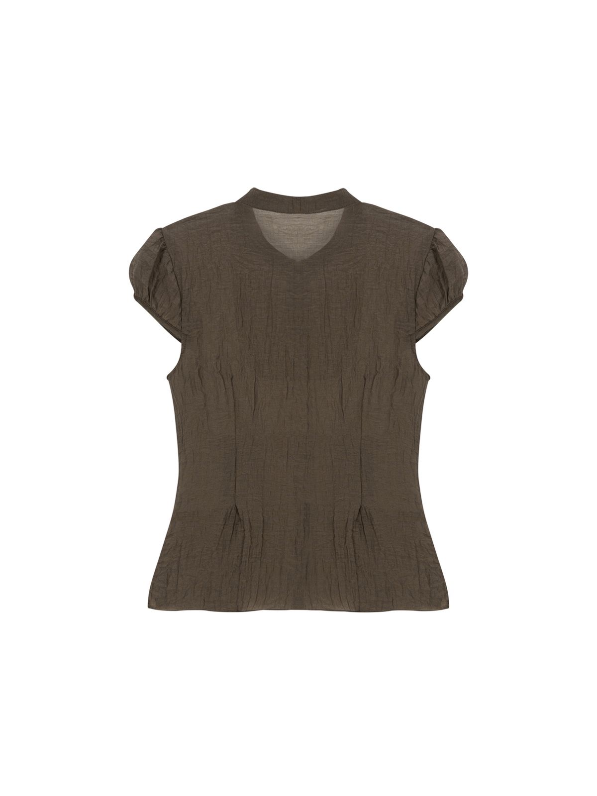 샐러드바구니(SALAD BAGUNI) Sheer cap sleeve blouse - brown