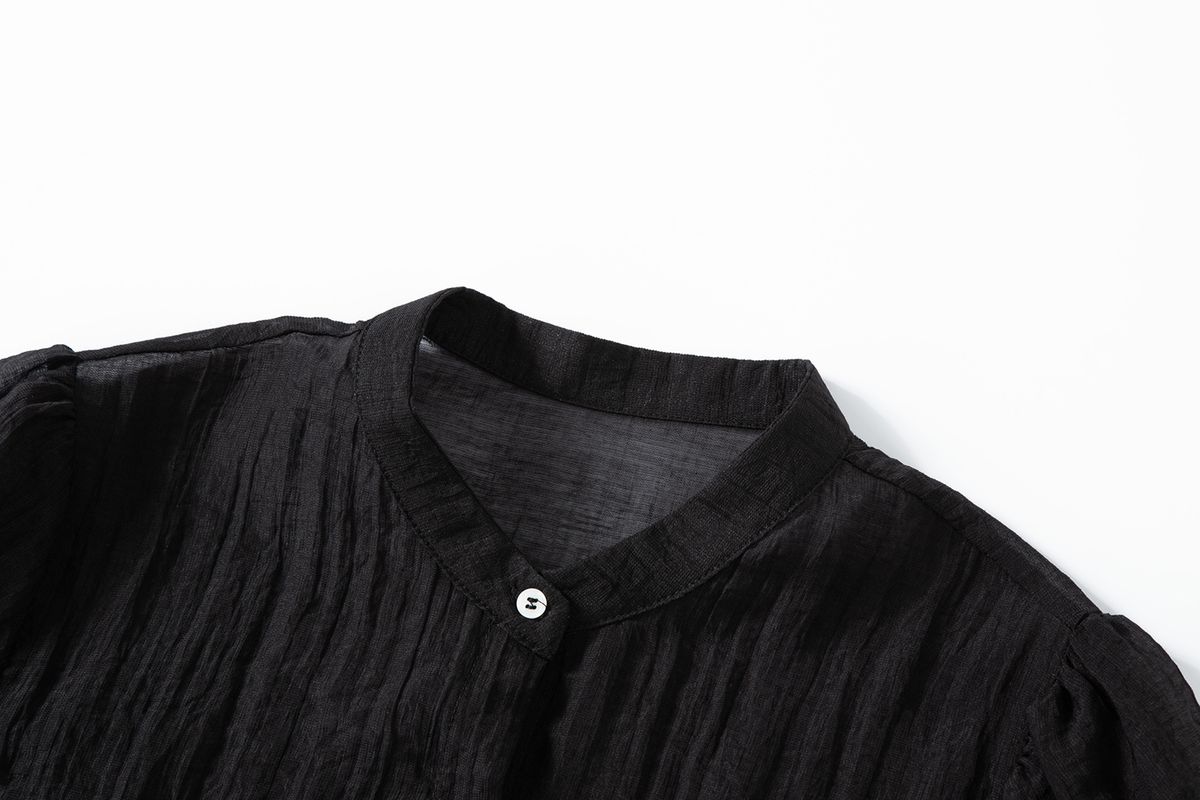 샐러드바구니(SALAD BAGUNI) Sheer cap sleeve blouse - black