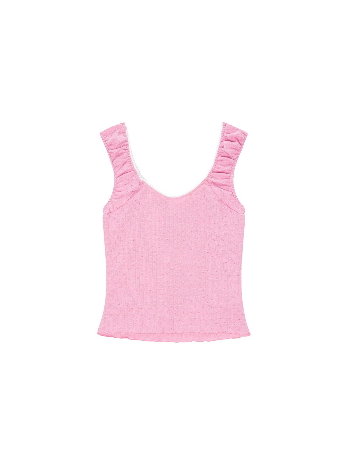 샐러드바구니(SALAD BAGUNI) Frill lace cap sleeve - pink