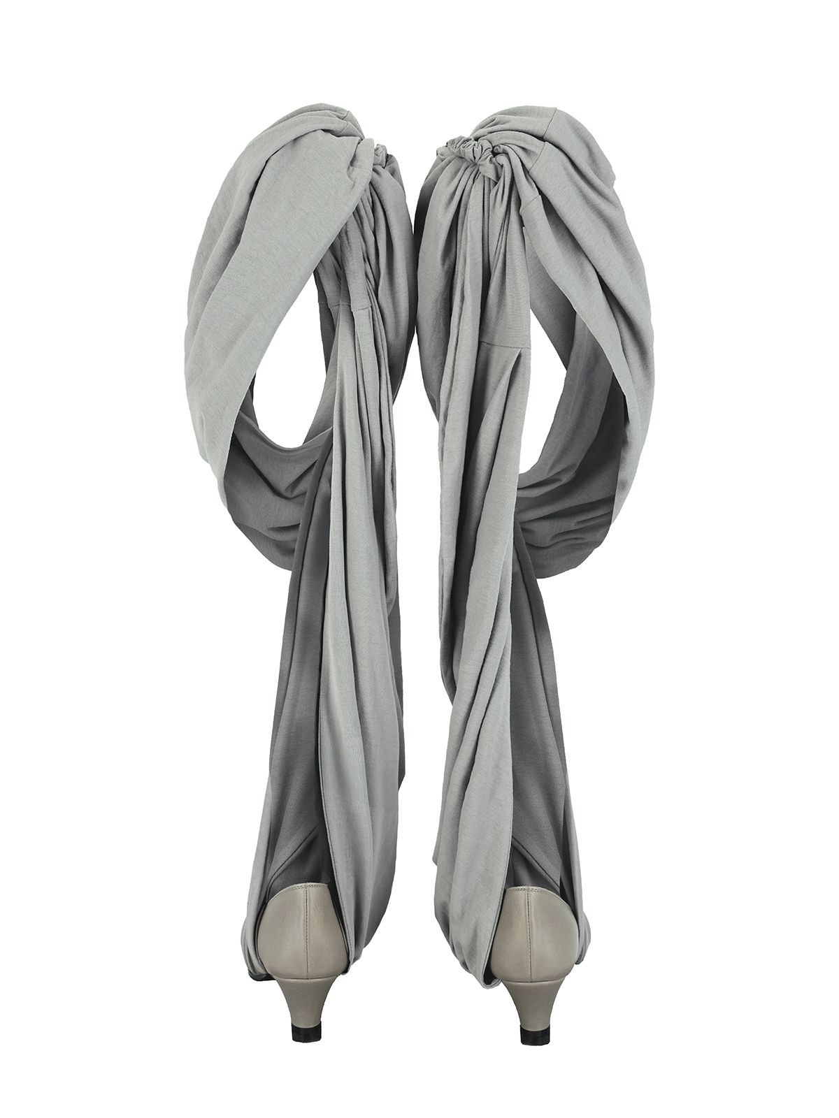 포트리스(4TRESS) LAYERED DRAPE LEATHER OPEN-TOE HEELS 01 GRAY