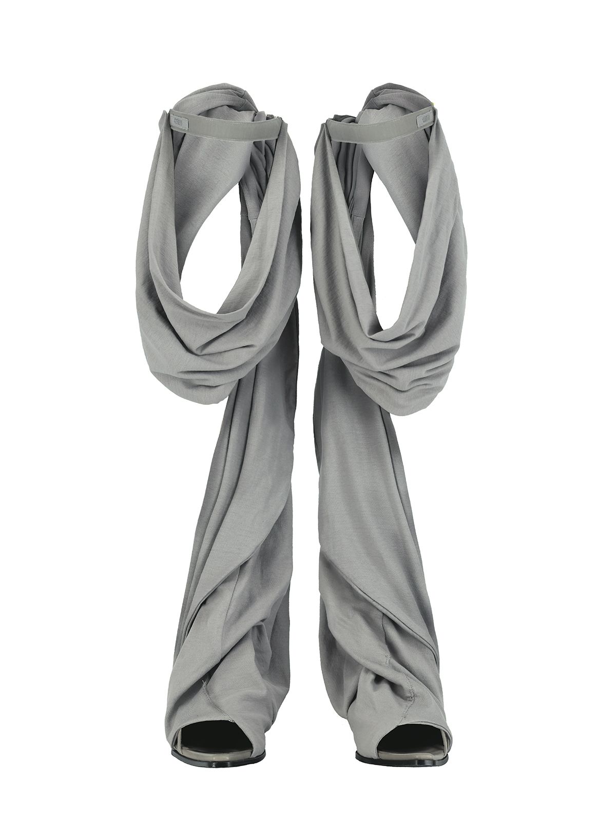 포트리스(4TRESS) LAYERED DRAPE LEATHER OPEN-TOE HEELS 01 GRAY