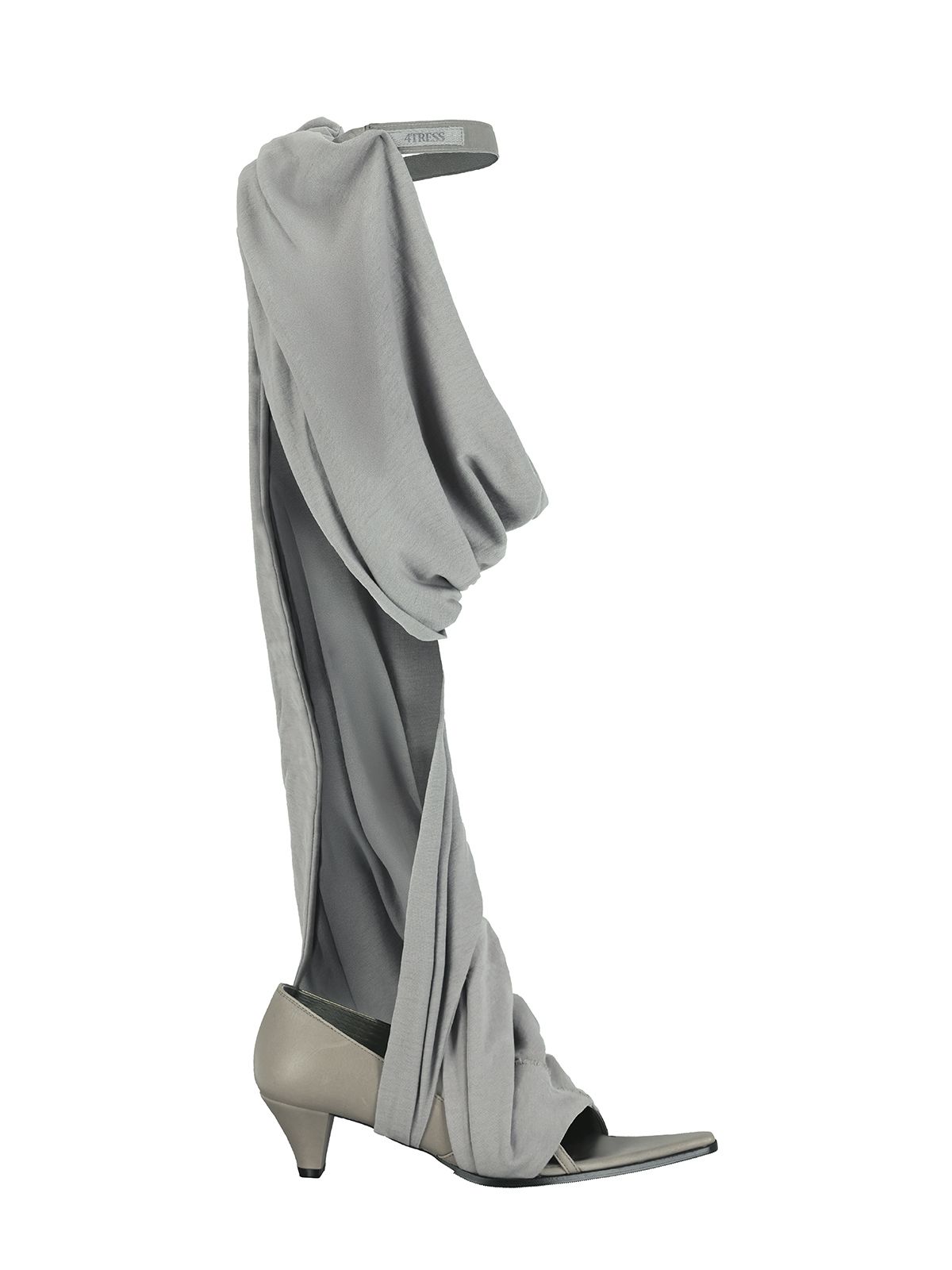 포트리스(4TRESS) LAYERED DRAPE LEATHER OPEN-TOE HEELS 01 GRAY