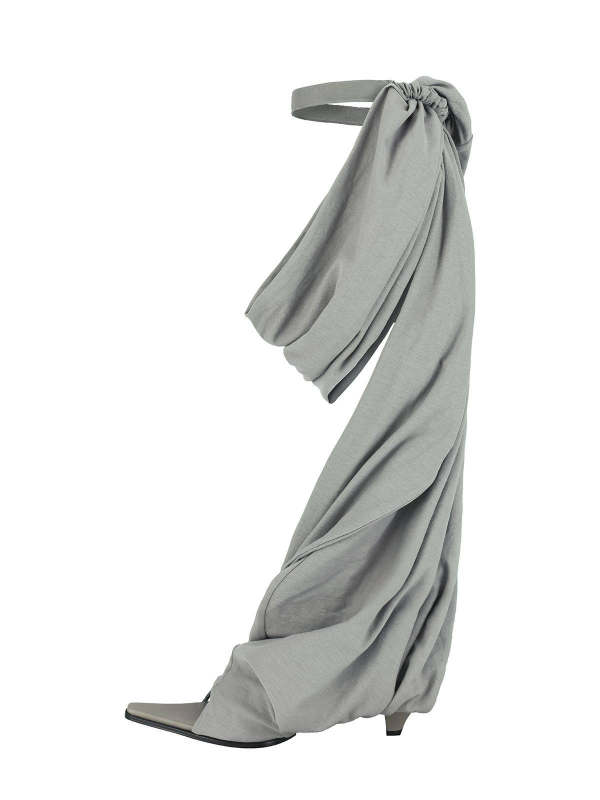 포트리스(4TRESS) LAYERED DRAPE LEATHER OPEN-TOE HEELS 01 GRAY