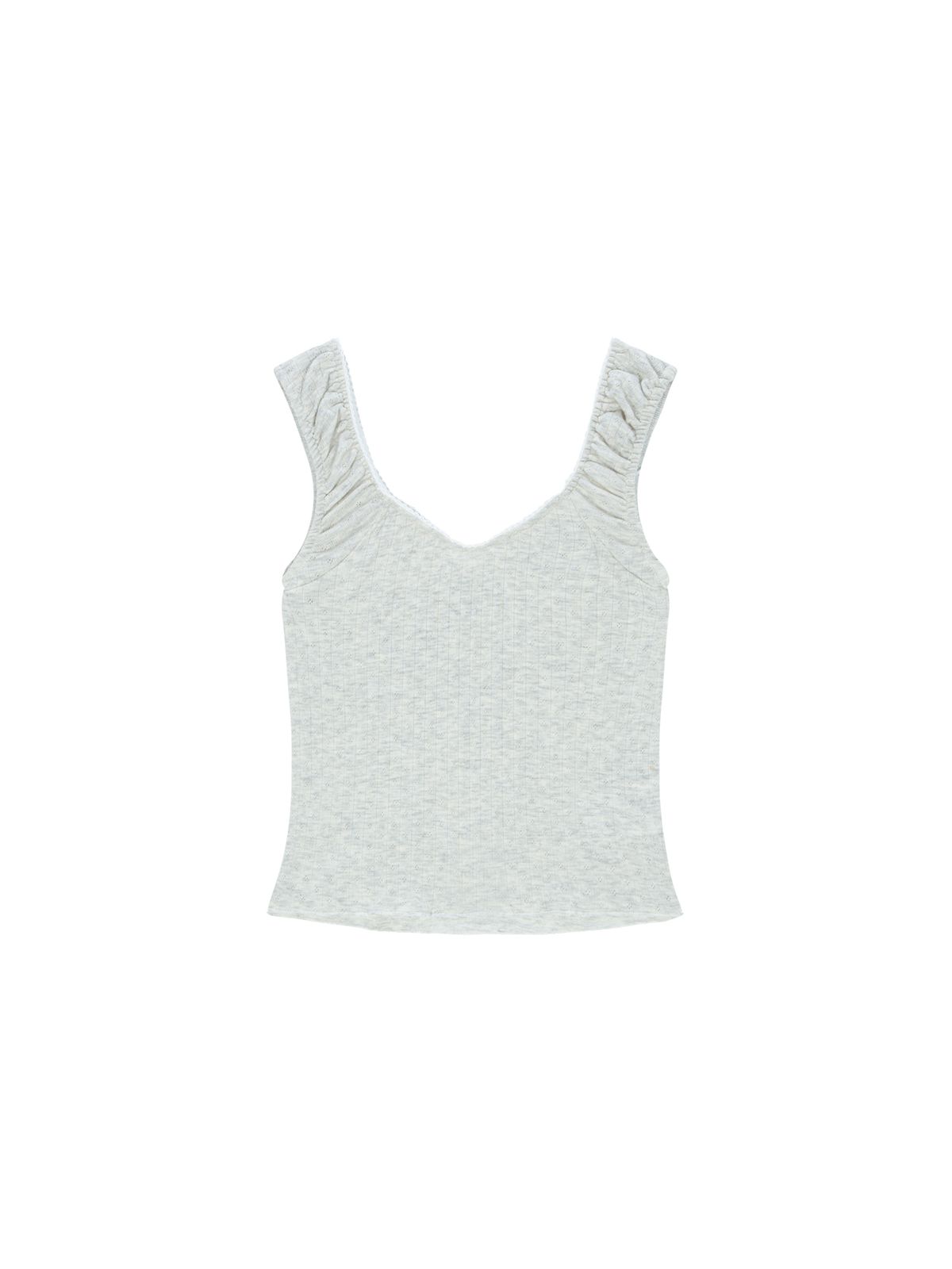 샐러드바구니(SALAD BAGUNI) Frill lace cap sleeve - gray