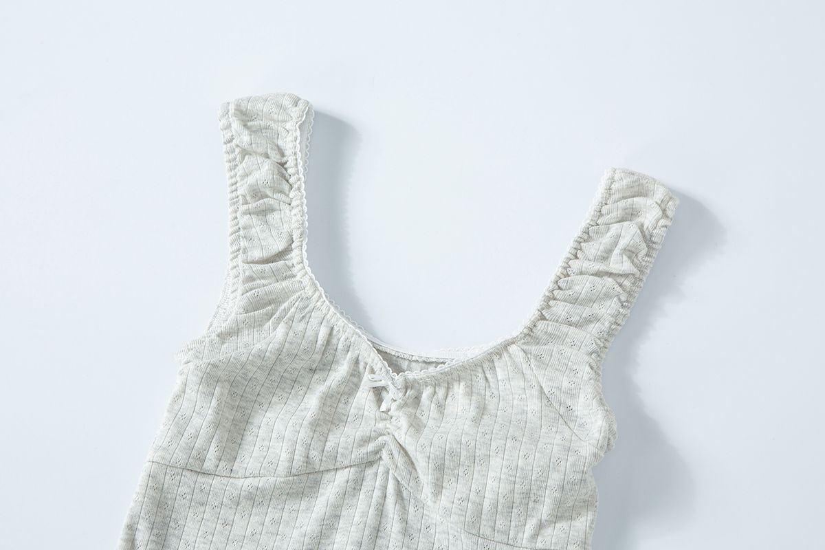 샐러드바구니(SALAD BAGUNI) Frill lace cap sleeve - gray