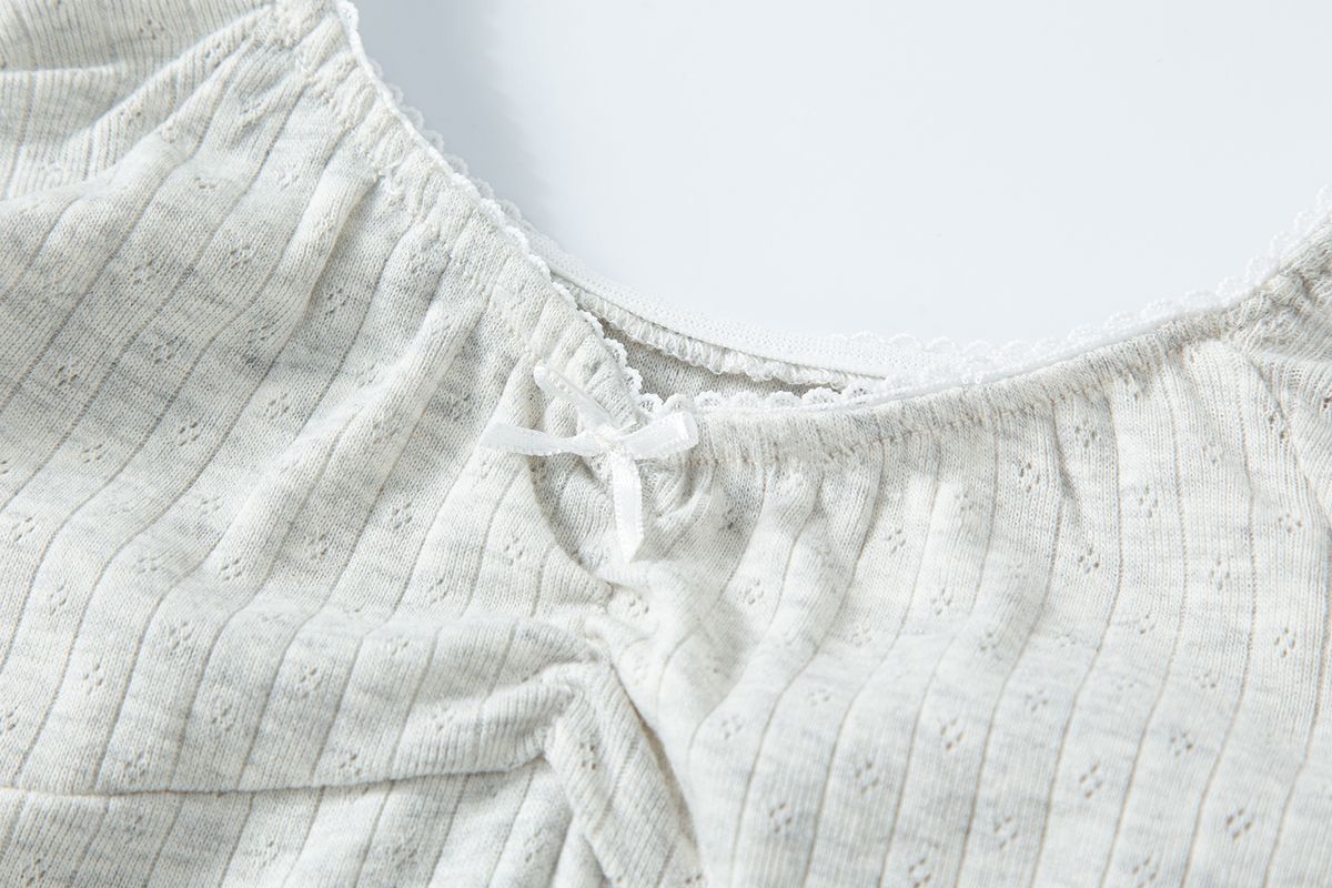 샐러드바구니(SALAD BAGUNI) Frill lace cap sleeve - gray