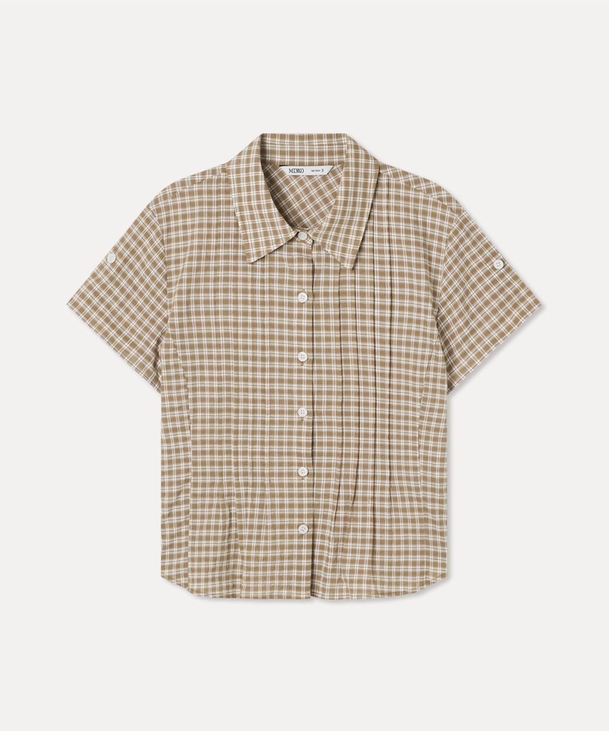 미쏘(MIXXO) 체크 롤업 반팔 셔츠_MIWYAG501C