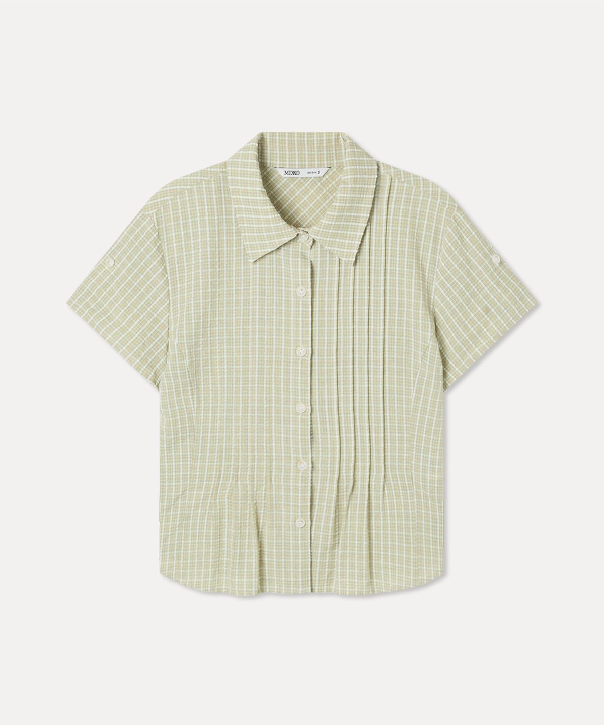 미쏘(MIXXO) 체크 롤업 반팔 셔츠_MIWYAG501C