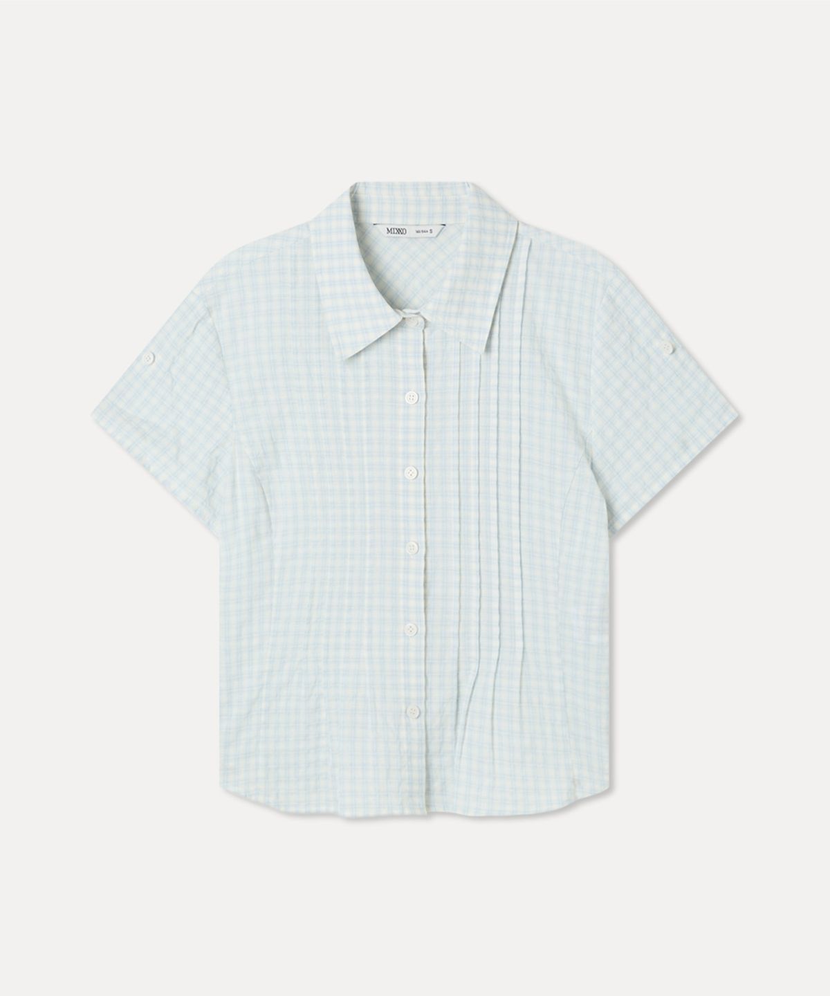 미쏘(MIXXO) 체크 롤업 반팔 셔츠_MIWYAG501C