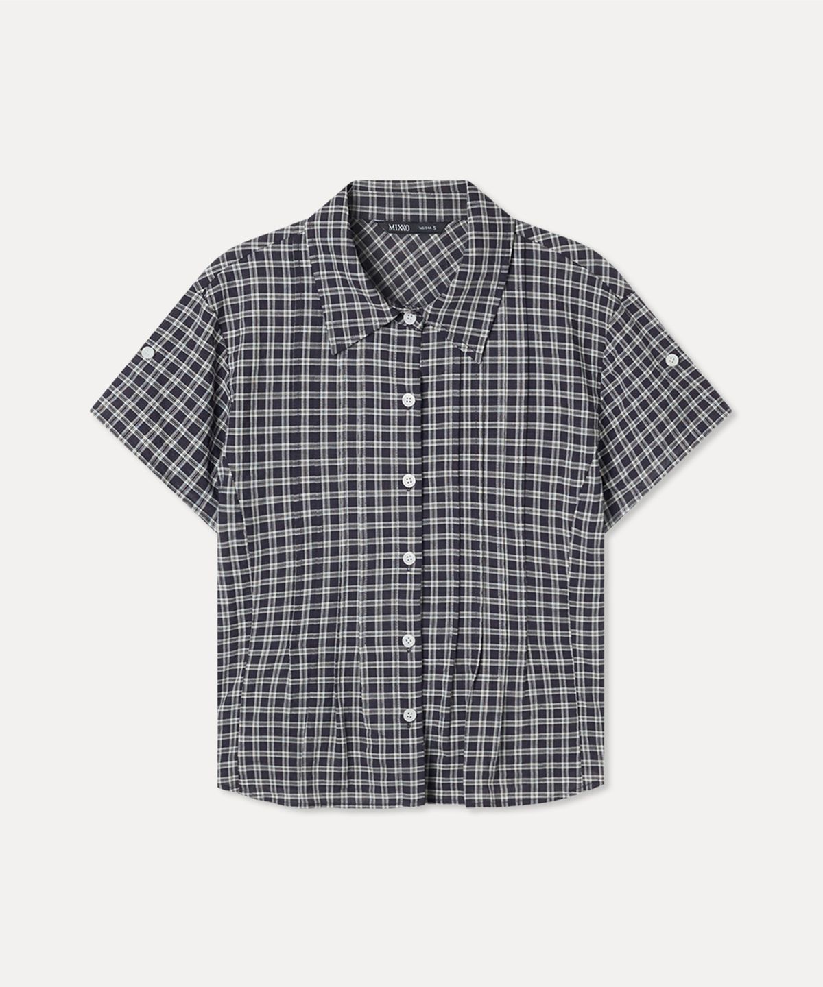 미쏘(MIXXO) 체크 롤업 반팔 셔츠_MIWYAG501C