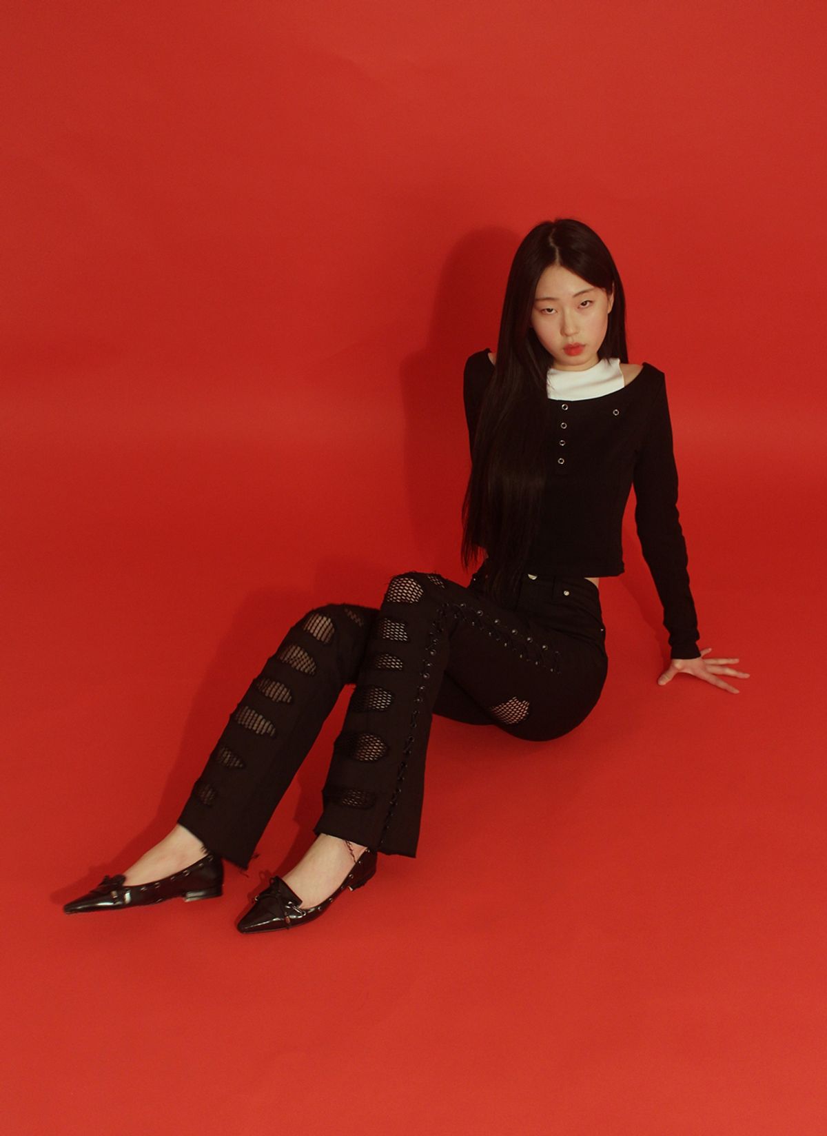 언어더컬러(ANOTHER COLOR) eyelet layered tee