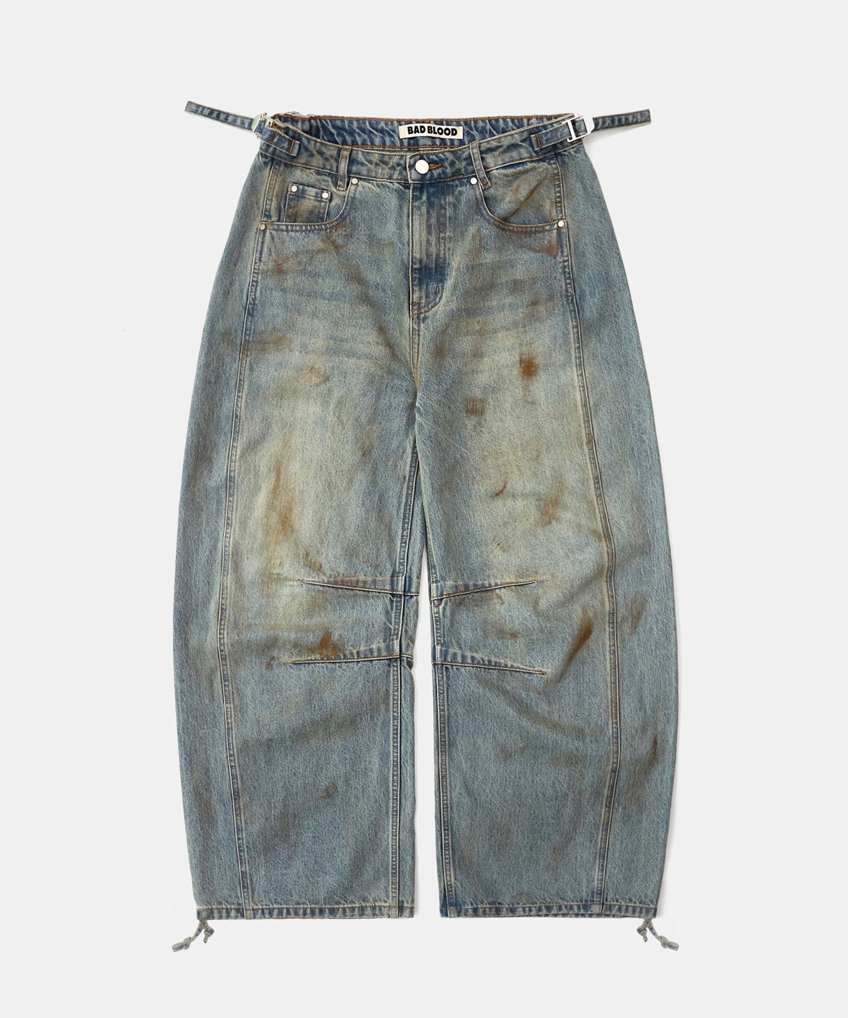 MUSINSA | BADBLOOD Lion Logo Barrel Jeans - Dusty Light Blue