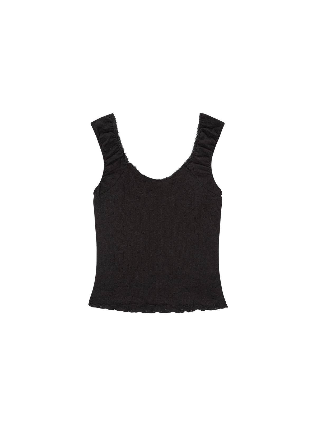 샐러드바구니(SALAD BAGUNI) Frill lace cap sleeve - black
