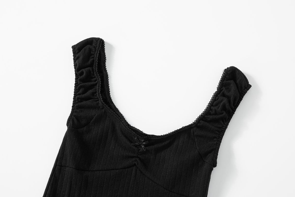 샐러드바구니(SALAD BAGUNI) Frill lace cap sleeve - black