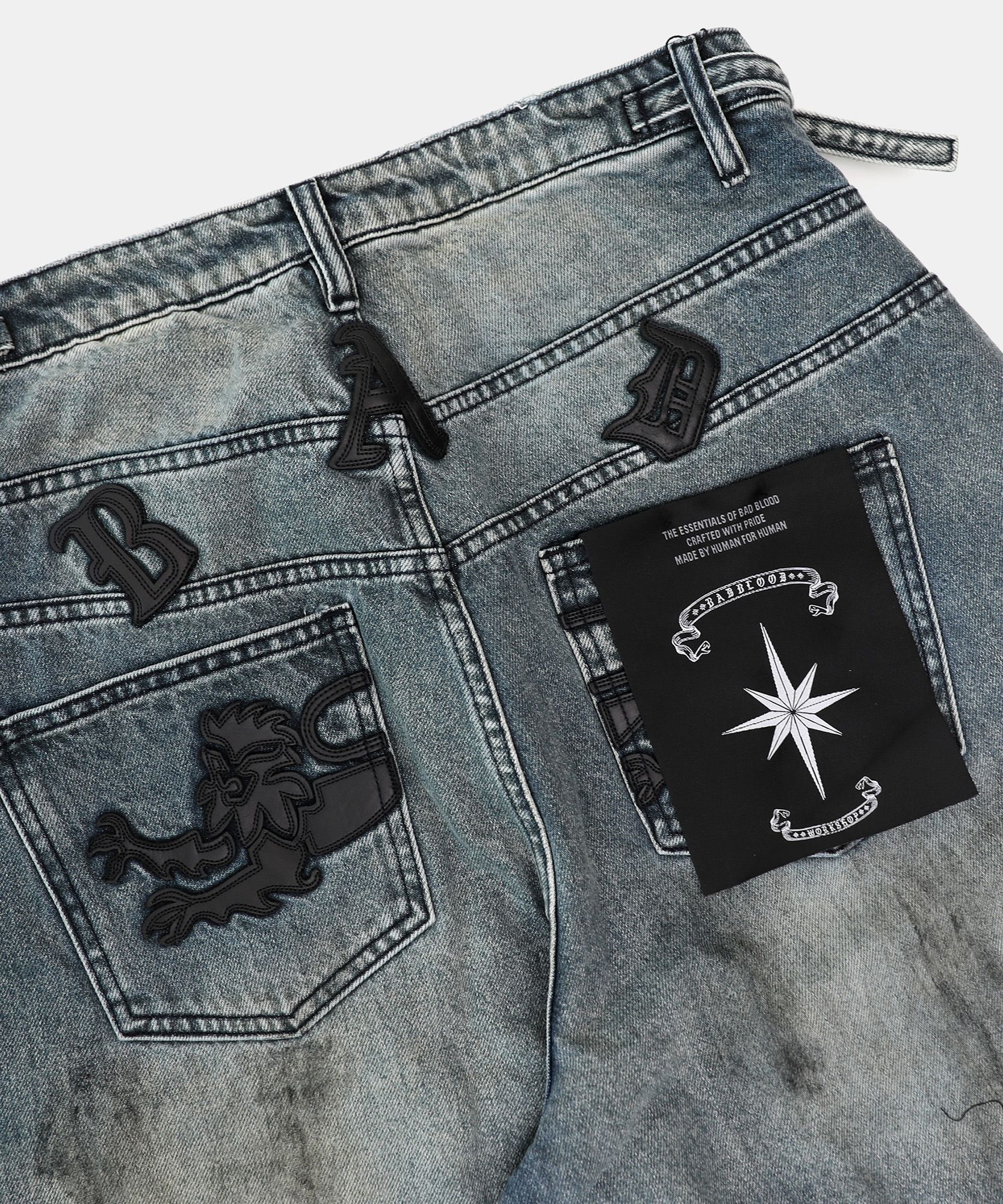 MUSINSA | BADBLOOD 0209 Hard Washed Exhaust Jeans - Mid Blue