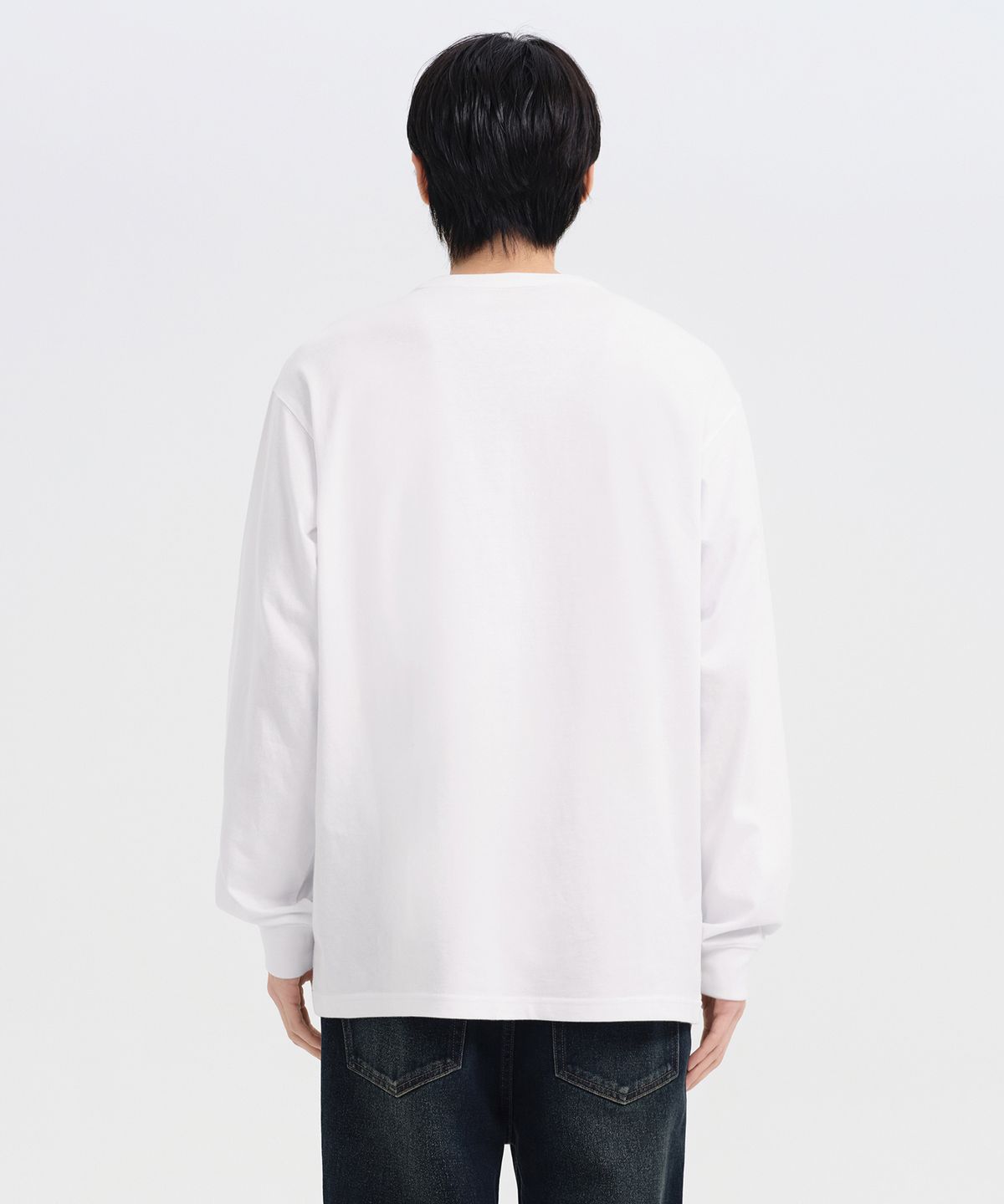 무신사 스탠다드(MUSINSA STANDARD) 립 커프스 헨리 넥 긴소매 티셔츠 [화이트]