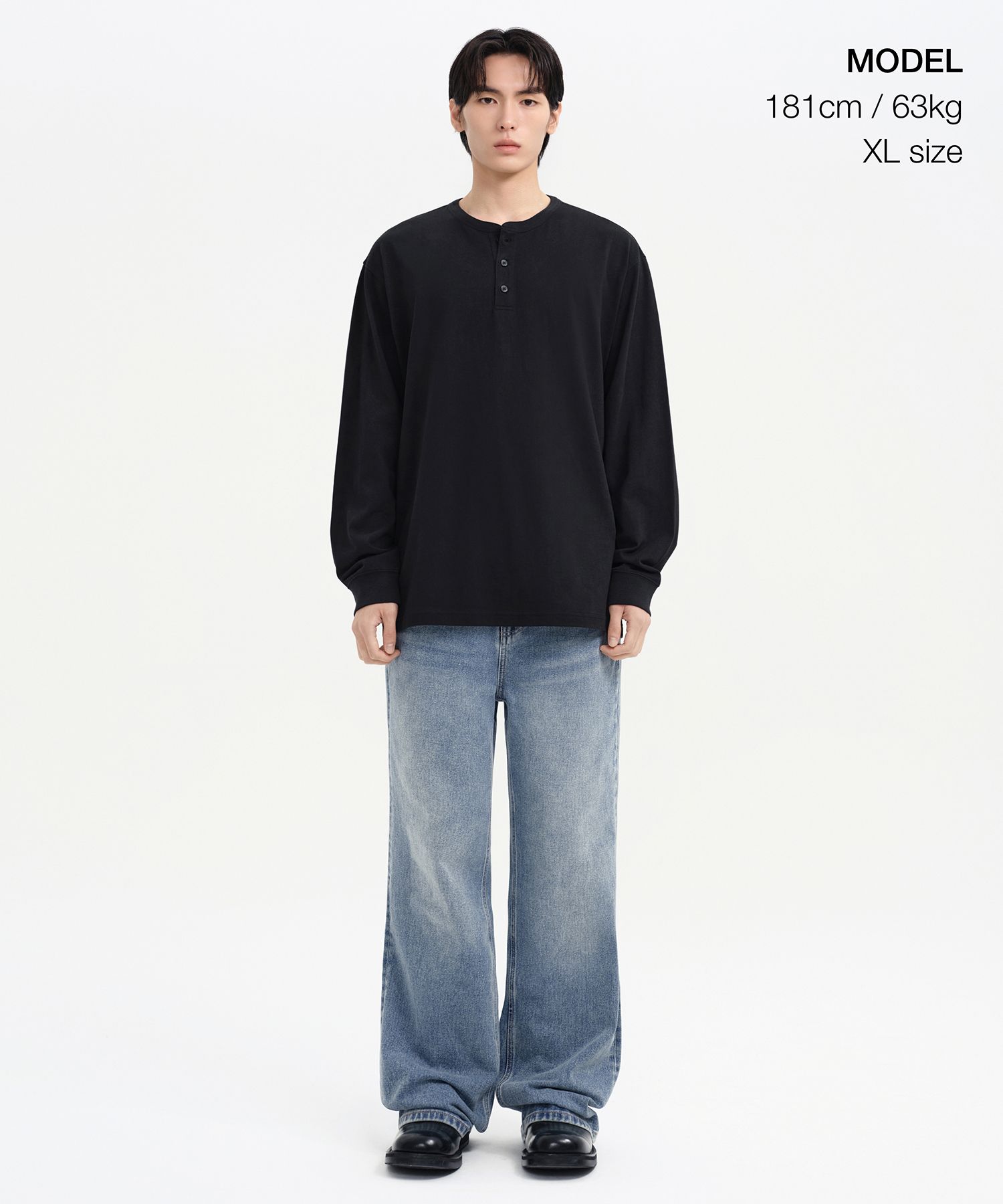 MUSINSA公式 | MUSINSA STANDARD リップカフスヘンリーネック長袖T 